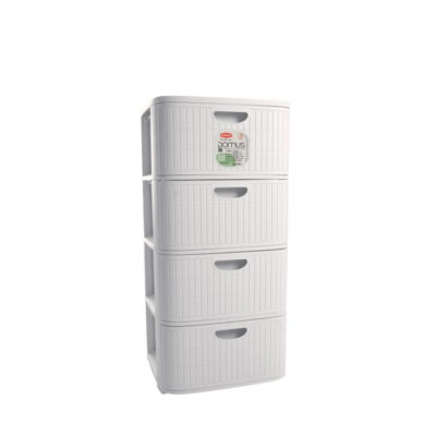 Komoda su 4 stalčiais plastikinė balta 40x40x80 cm 90100 Italija STEFANPLAST