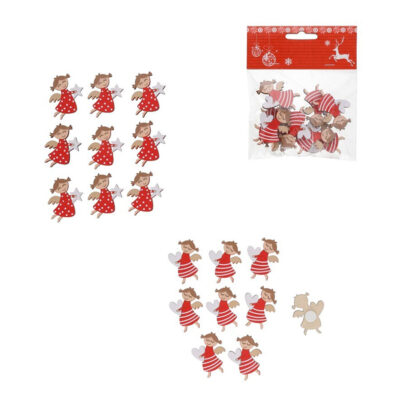 Medinė dekoracija su lipduku Angelai 3x4 cm 10 vnt. (mix 2) 8445393468402 kld