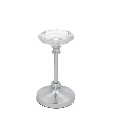 Žvakidė stiklinė/metalinė 11.5x21 cm sidabro sp. 8445393495934