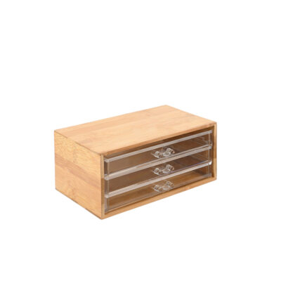Dėžutė papuošalams su stalčiukais 24,5x11x14cm bambukas/plastikas Estia 02-17699