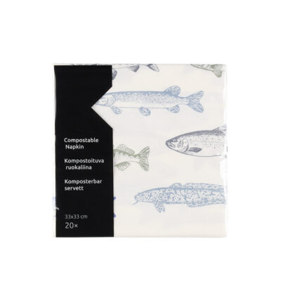 Servetėlės popierinės Žuvys PEIXE 33x33 cm 20 vnt (kompostuojamos) 643643