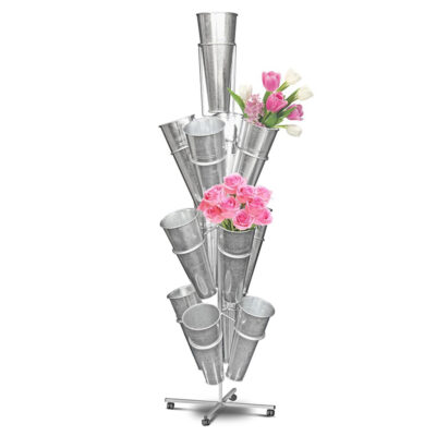 Stovas gėlėms metalo spalvos 4 aukštų 163x47x49 cm 107937