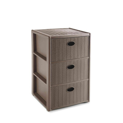 Komoda su 3 stalčiais plastikinė rusva 40x40x60 cm 30463 Italija STEFANPLAST