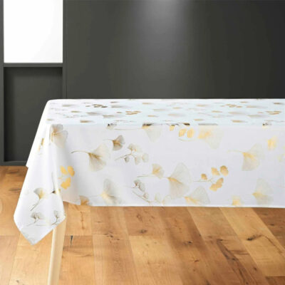 Staltiesė 150x300 cm poliesteris balta su aukso sp. BLOOMY douceur d'intérieur