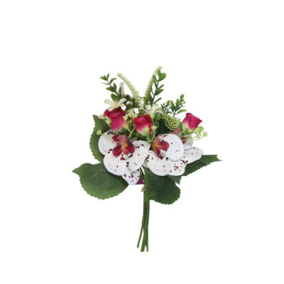 Dekoratyvinė gėlių puokštė Rožės/orchidėjos 22x22x33 cm 8445393222349