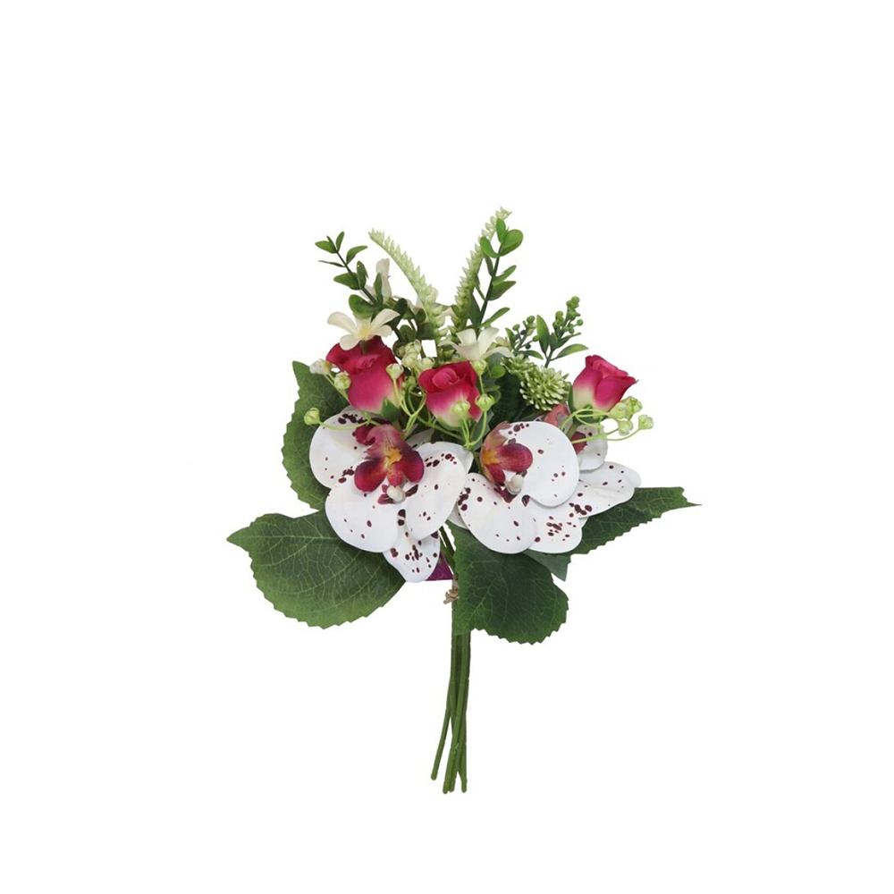 Dekoratyvinė gėlių puokštė Rožės/orchidėjos 22x22x33 cm 8445393222349