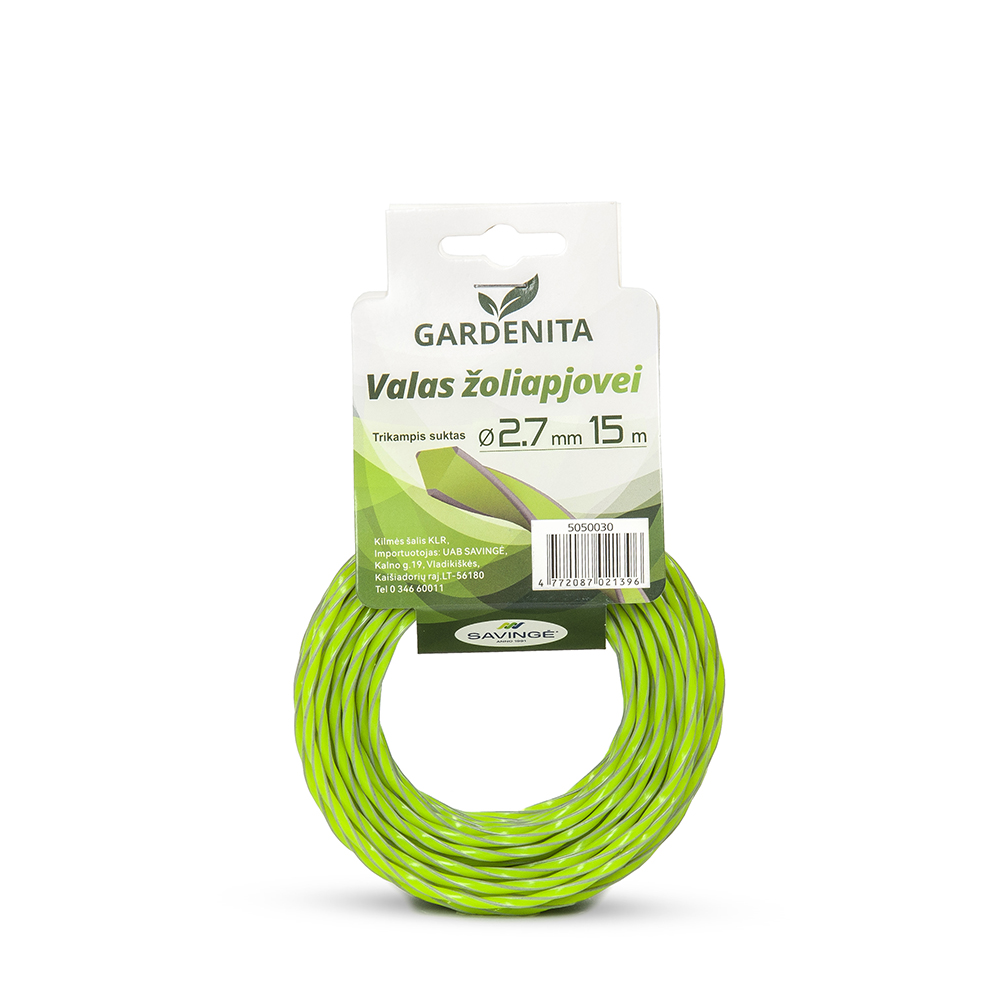 Valas žoliapjovei trikampis suktas su briauna 2,7 mm 15 m Gardenita (12)