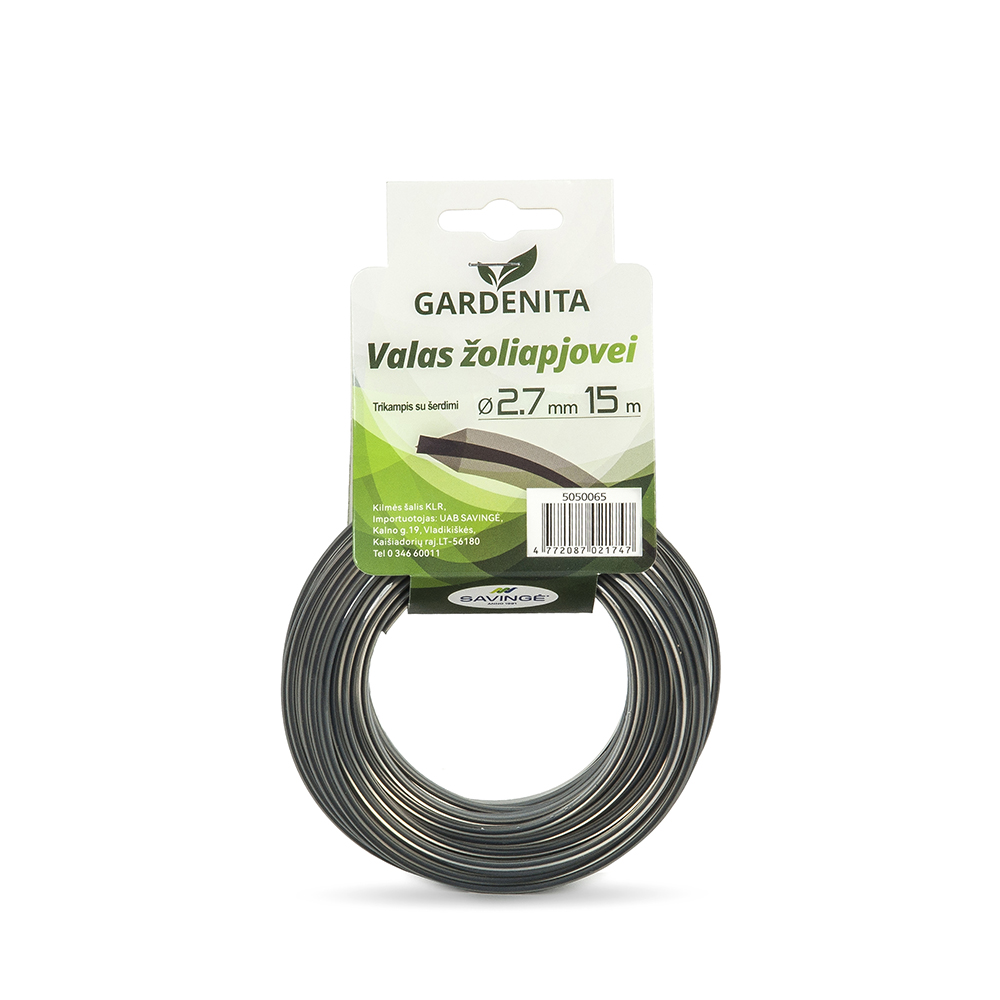 Valas žoliapjovei trikampis su šerdimi 2,7 mm 15 m Gardenita (12)