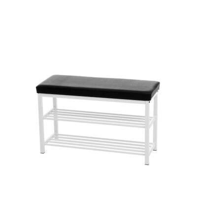Suoliukas prieškambario, batų lentyna 80x30x51 cm baltas, pilkas 4Living 275767