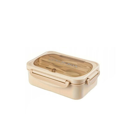 Dėžutė maistui su įrankiais plastikinė 7.5x14.5x21.3 cm ruda 07270_B