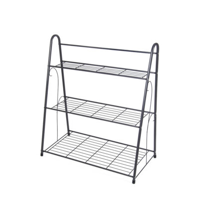 Stovas gėlėms metalinis pilkas 3 aukštų 63x31x69 cm