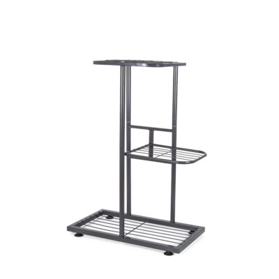 Stovas gėlėms metalinis pilkas. 3 aukštų 53x43x57cm