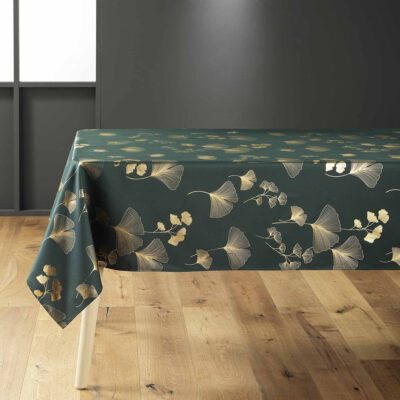 Staltiesė 150x240 cm poliesteris, žalia su aukso sp. BLOOMY douceur d'intérieur