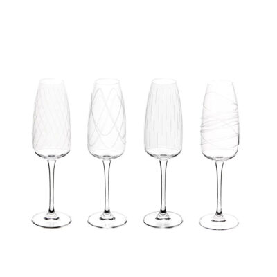 Taurės šampanui 290 ml 4 vnt komplektas, krištolinis stiklas Secret de Gourmet