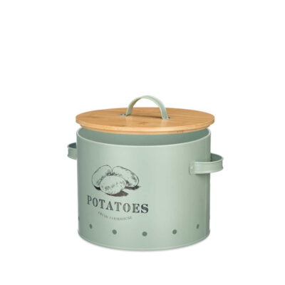 Indas bulvėms metalinis, bambukinis dangtis 23x27x22 cm Kinvara 10893