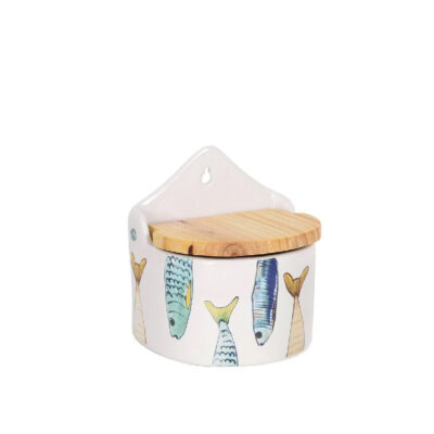Indelis druskai laikyti su dangteliu, keramika 12x10x13 cm PEIXE La Mediterranea
