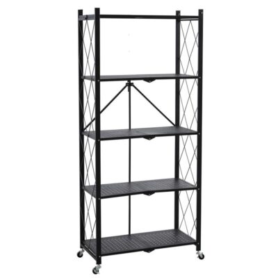 Lentyna ant ratukų juodos spalvos  metalinė 72x34x163 cm GWI6496