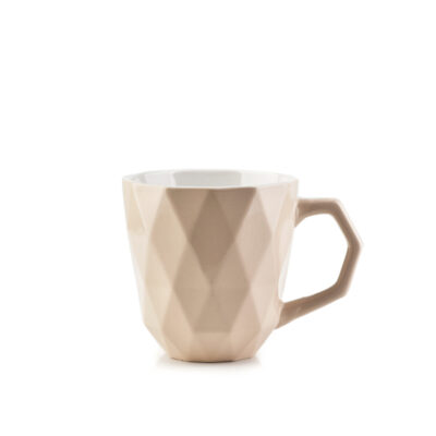 Puodelis geometrinis kreminis 400 ml keramikinis HTPS5207