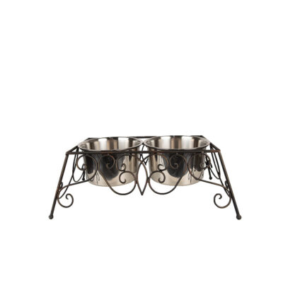 Dubenėliai gyvūnams dvigubas metalinis 46x26x16 cm / 2x2000 ml Clayre