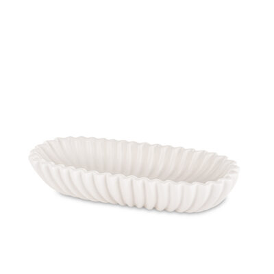 Padėklas dekoratyvinis keramikinis baltas 5,5x28x12 cm