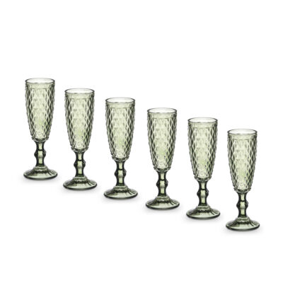 Taurės šampanui 170 ml 6 vnt komplektas žalsvos sp. Diamond Vivalto 38021