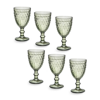 Taurės vynui 310 ml 6 vnt komplektas žalsvos sp. Diamond Vivalto 38019