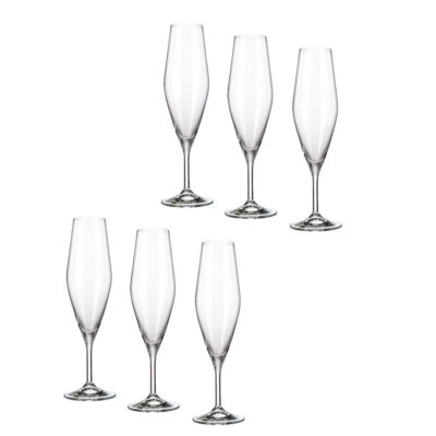 Taurės šampanui 210 ml 6 vnt komplektas CRYSTAL BOHEMIA 6341SI9721