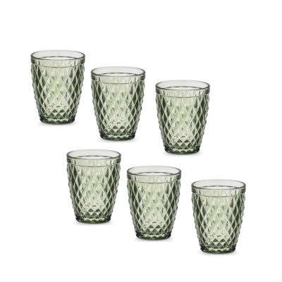 Stiklinių komplektas 6 vnt 430 ml žalsvos sp. Diamond Vivalto 37975