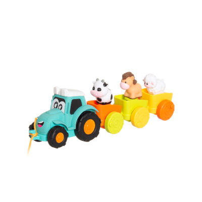 Žaislinis traktorius su priekaba, gyvūnais 38 cm 18m+ Junior 648088