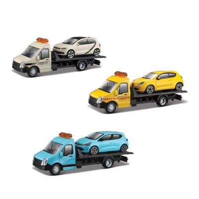 Žaislinis tralas su automobiliu 16x5x6 cm (mix) Bburago 324019