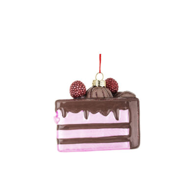 Dekoracija pakabinama Tortas stiklinis 8x8x6,5 cm 140782 KLD