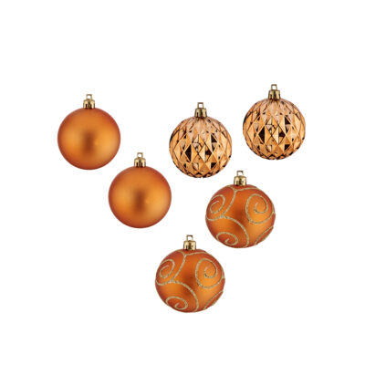Eglutės papuošalai 6 vnt D6 cm oranžinės spalvos Krist+ 91182 KLD