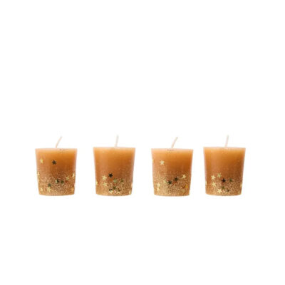 Žvakės 4 vnt 4x4,5 cm aukso spalva, parafinas Atmosphera 129847BR KLD