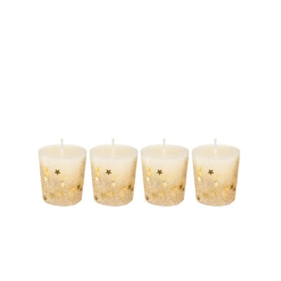 Žvakės 4 vnt 4x4,5 cm kreminė spalva, parafinas Atmosphera 129847OR KLD