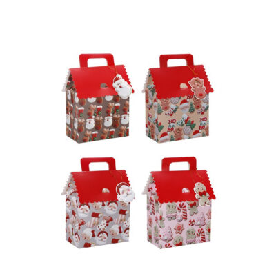 Dėžutė dovanoms Kalėdinis namelis 14x11x19 cm (mix 4) 8445393327037 kld