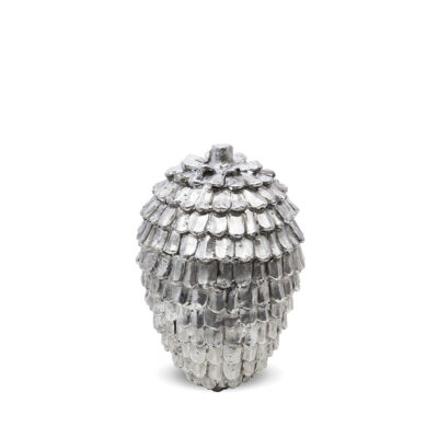 Dekoracija kankorėžis sidabro sp. polirezin. 15x9x9 cm 123763 KLD