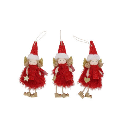 Eglutės papuošalas Angelas raudonas 18 cm (mix 3) 8445393494883 KLD