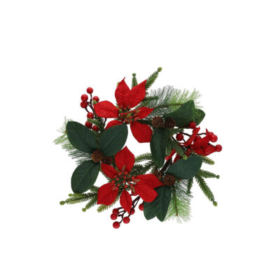 Vainikas kalėdinis su puansetijomis D35 cm 8445393655734 KLD