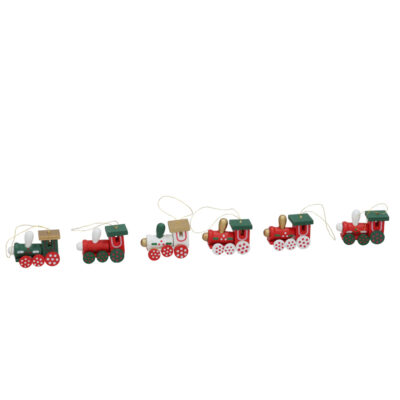 Eglutės papuošalas medinis Traukinys 6 vnt. 4 cm 8445393707709 KLD