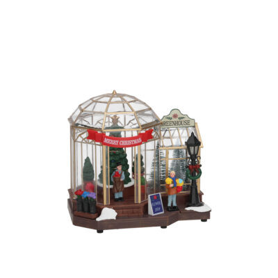 Muzikinė dekoracija su LED Greenhouse plast. 20.5x16x19 cm 8445393509518 KLD