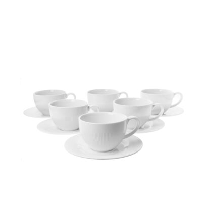 Puodeliai porcelianiniai su lėkštutėmis 6  vnt. 240 ml Raphael DUO