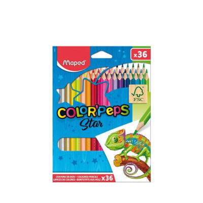 Spalvoti pieštukai 36 vnt. COLOR PEPS STAR MAPED